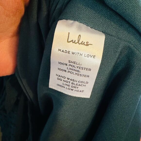 Lulu's Green Asymmetrical Ruffled Wrap Dress - Picture 9 of 9